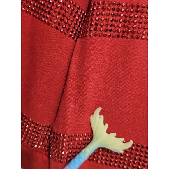 St. John Top Shirt Womens M Red T-Shirt Rhinestones Embellished Short Sleeve - Picture 11 of 16